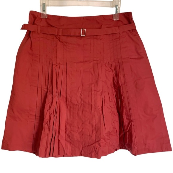 Ann Taylor LOFT Rust Pleated & Belted Skater Skirt, [Sz 8] - Picture 1 of 11